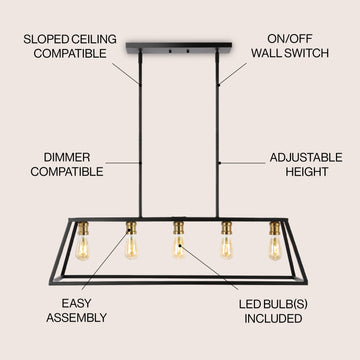 Floyd 38" Adjustable Iron Farmhouse Vintage LED Dimmable Pendant